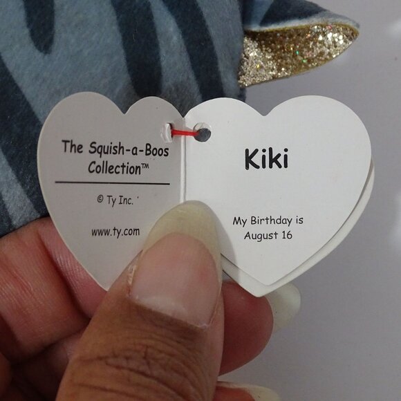 Ty Squish A Boos Kiki Plush Cat Mini Toy Gray Striped For Ages 3 & Up 2022 3" - Picture 5 of 9